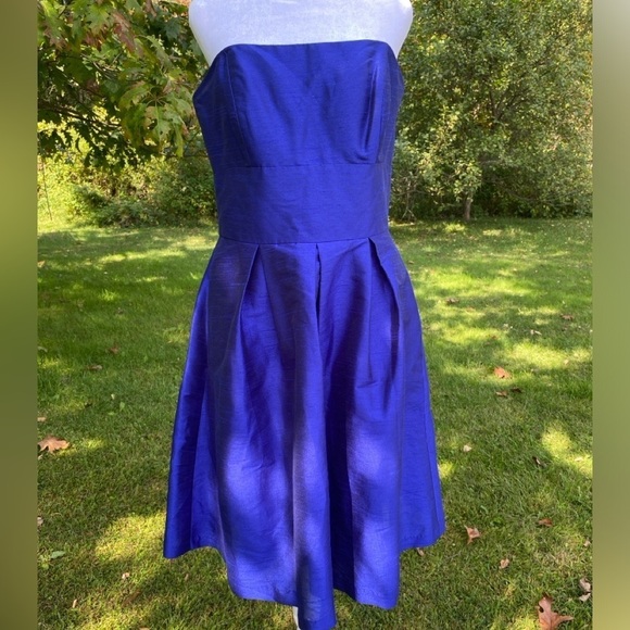 Alfred Sung Royal Blue Satin Strapless Mini Dress Size 10